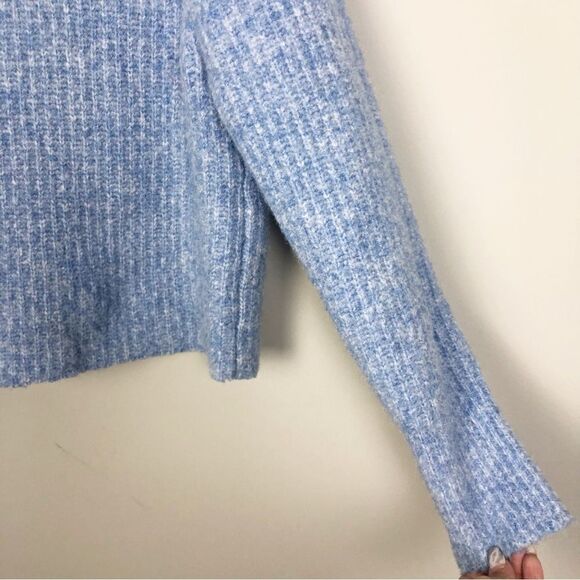 ZARA | Baby Blue Mock Neck Cropped Ribbed Sweater Women’s Size Medium - Picture 4 of 7